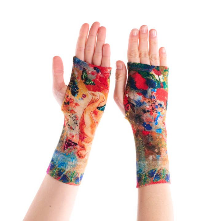 Guanti senza dita Pandora con stampa in bambù per la vendita all'ingrosso da parte di Ruban Rouge