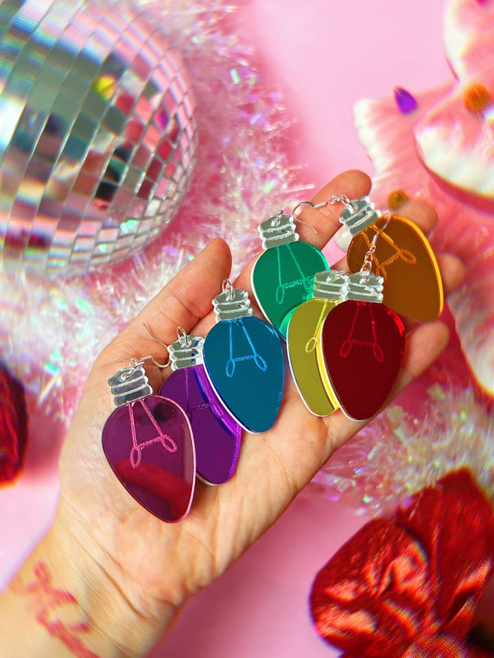 Boucles d'oreilles lumineuses de Noël rétro pour la vente par Cosmic lovely