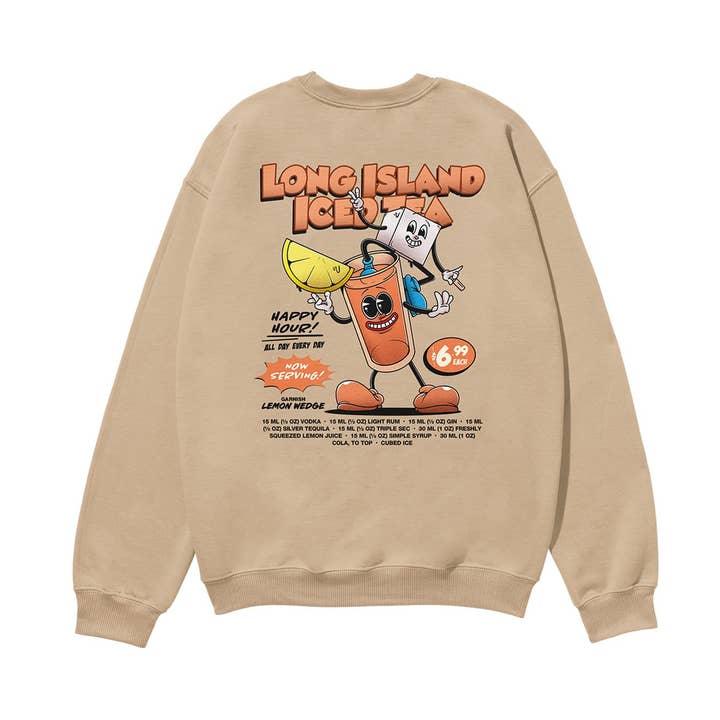 Long Island Iced Tea Heavyweight Organic Sweatshirt Sand for wholesale by Weekend Concept