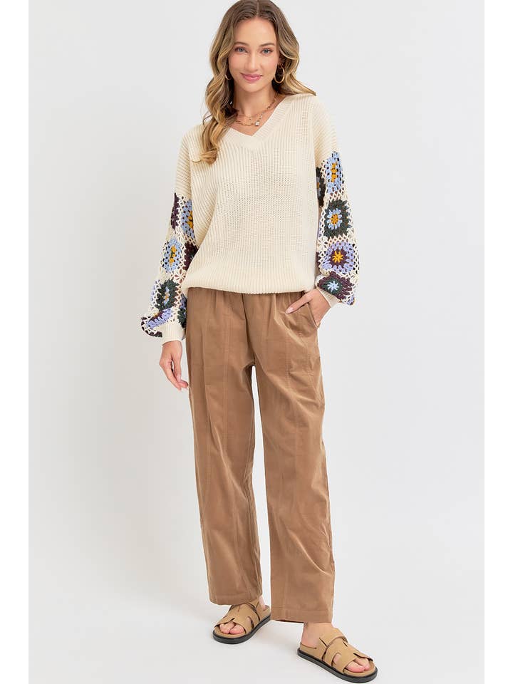 Sweet Lovely by Jen - Wholesale Knit Sweater - Women's - CROCHET PATCHWORK SWEATER