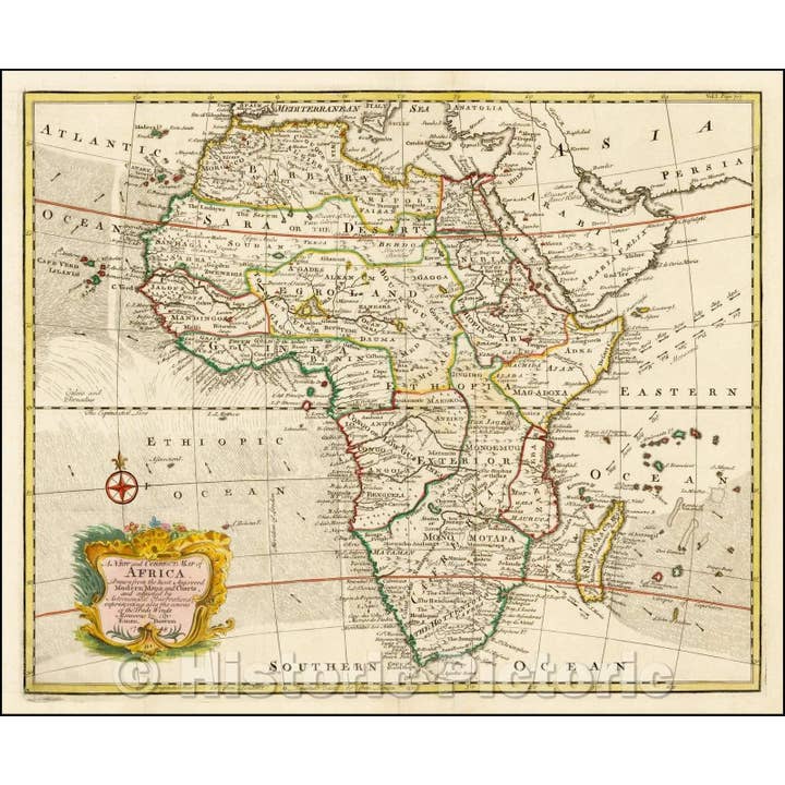 Historic Map Of Africa 1744 By Emanuel Bowen for wholesale by Historic Pictoric