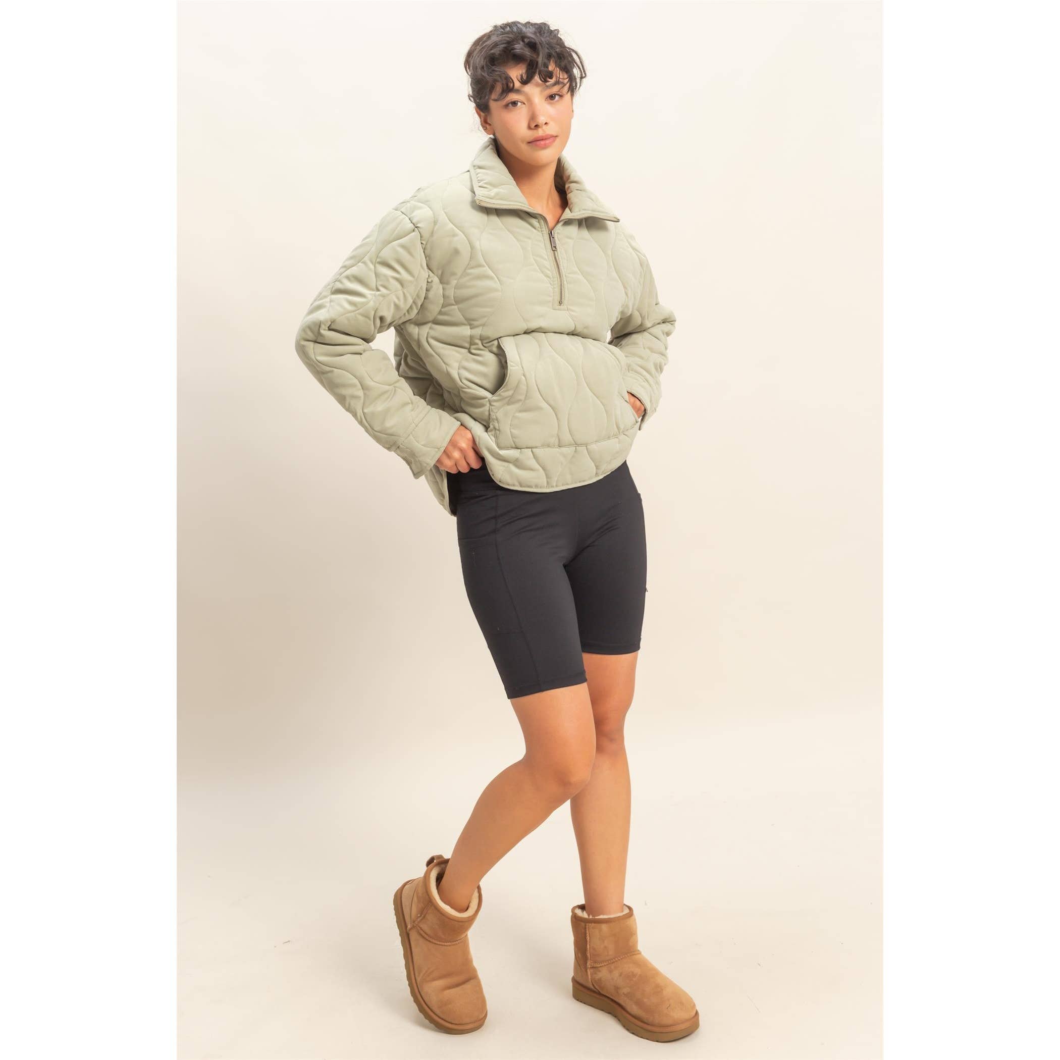 HYFVE - Vendita all'ingrosso Giacca - Donna - Pullover trapuntato a collo alto con mezza zip6