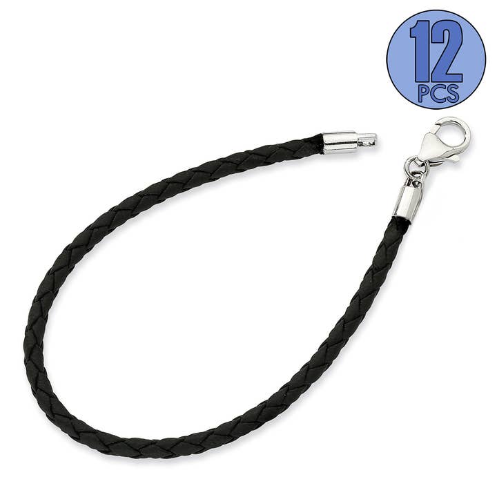 VERSILBERTES GEFLOCHTENES LEDERARMBAND IM DUTZEN-ANGEBOT für den Großhandel von West Coast Jewelry