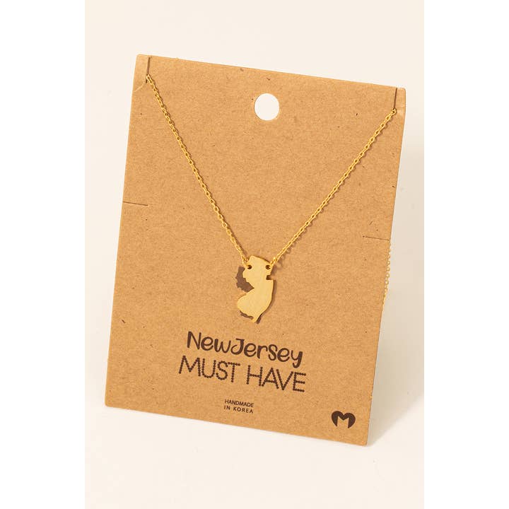 Fame Accessories - Wholesale Pendant/Charm Necklace - New Jersey State Pendant Necklace