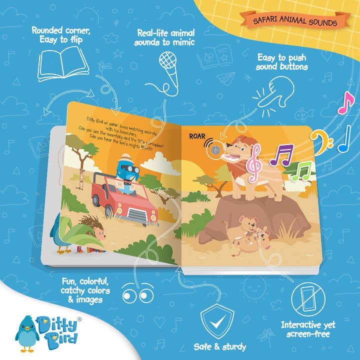 Ditty Bird Australia - Wholesale Book - Kids - Ditty Bird Baby Sound Book: Safari Animal Sounds