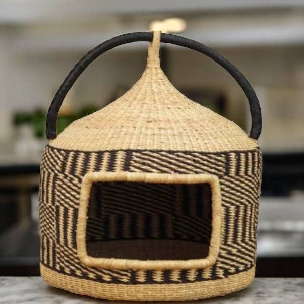 The African Home Goods - Vente Lit – chat - Lit pour chat, lit pour animal de compagnie, panier pour chat, meuble pour animaux de compagnie, lit pour chat fait main, panier Bolga, panier africain