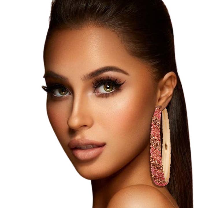 Pink Stripe Crusted Hoops for wholesale by PinktownUSA