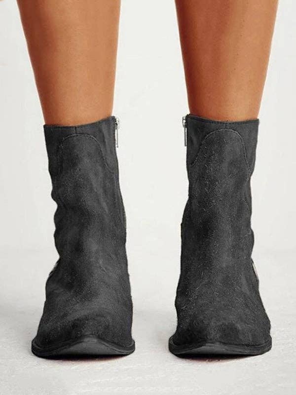 kycozy - Vendita all'ingrosso Stivaletti - Donna - Stivaletti alla caviglia con cerniera e tacco basso alla moda3