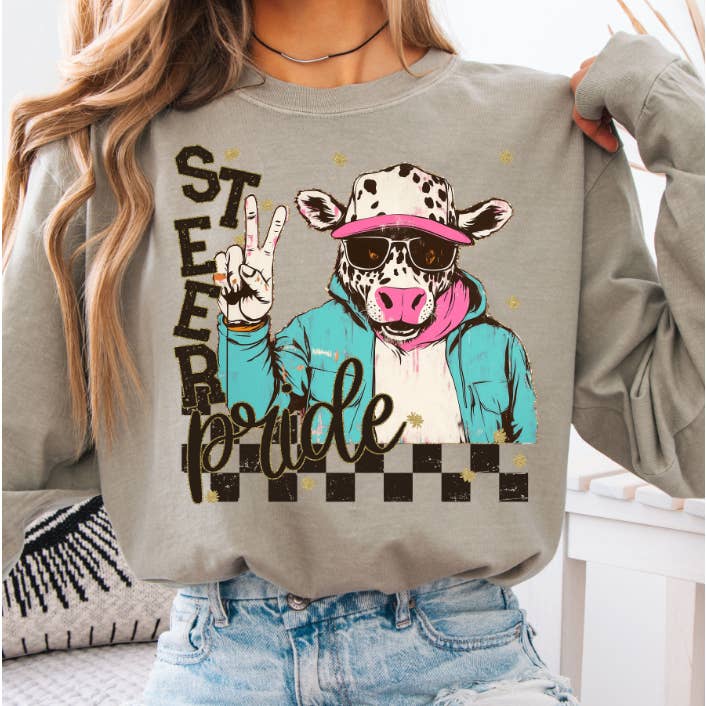 Grunge Steer Mascot Sweatshirt for wholesale by Aluminum Petunias
