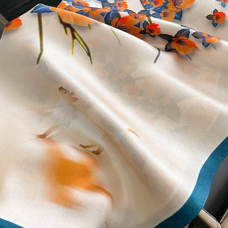 SueSilkHK – Engroshandel Tørklæde - Dame – Tørklæde i 100 % morbærsilke med blomstermotiv | Multianvendeligt halstørklæde, hårtørklæde og gaveidé til Mors Dag3