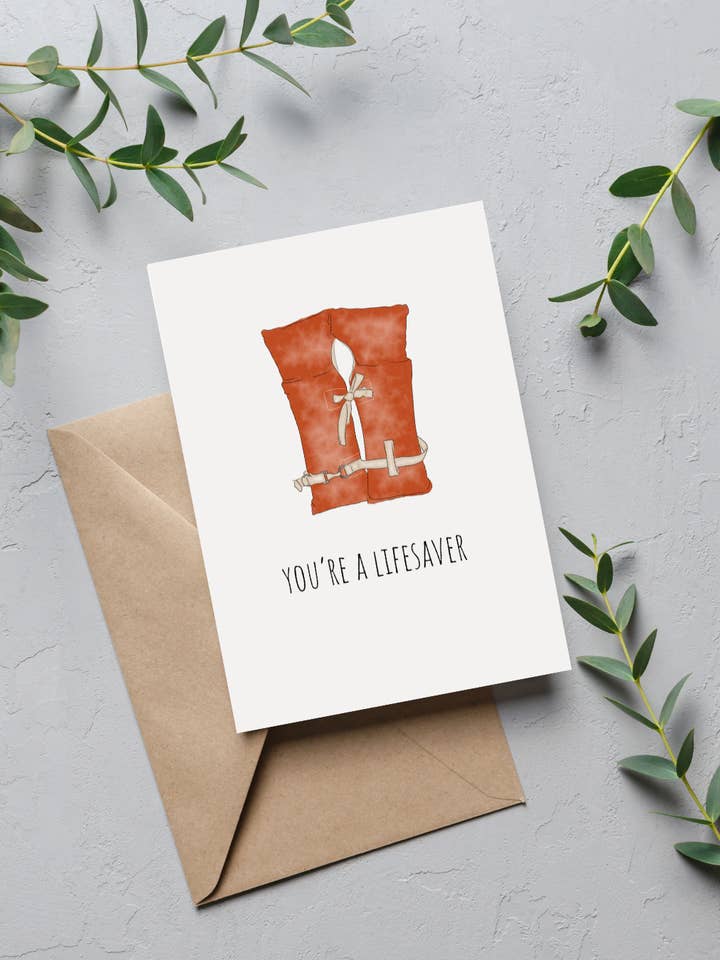 "You're a lifesaver" Thank You Card | 4.25" x 5.5" card for wholesale by Upstate Design Studio