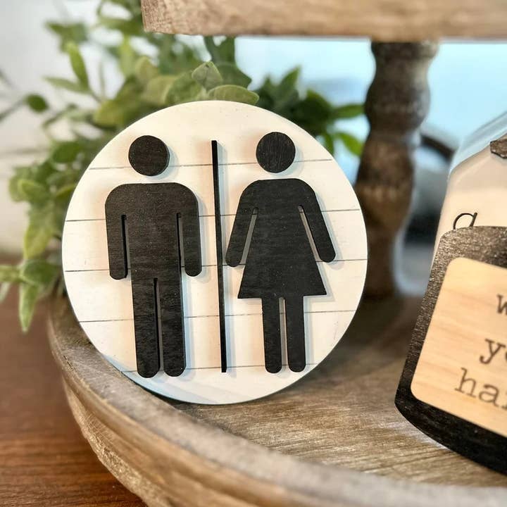 Walnut + Birch - Wholesale Bathroom Sign - Bathroom Tiered Tray Bundle - Farmhouse Decor2