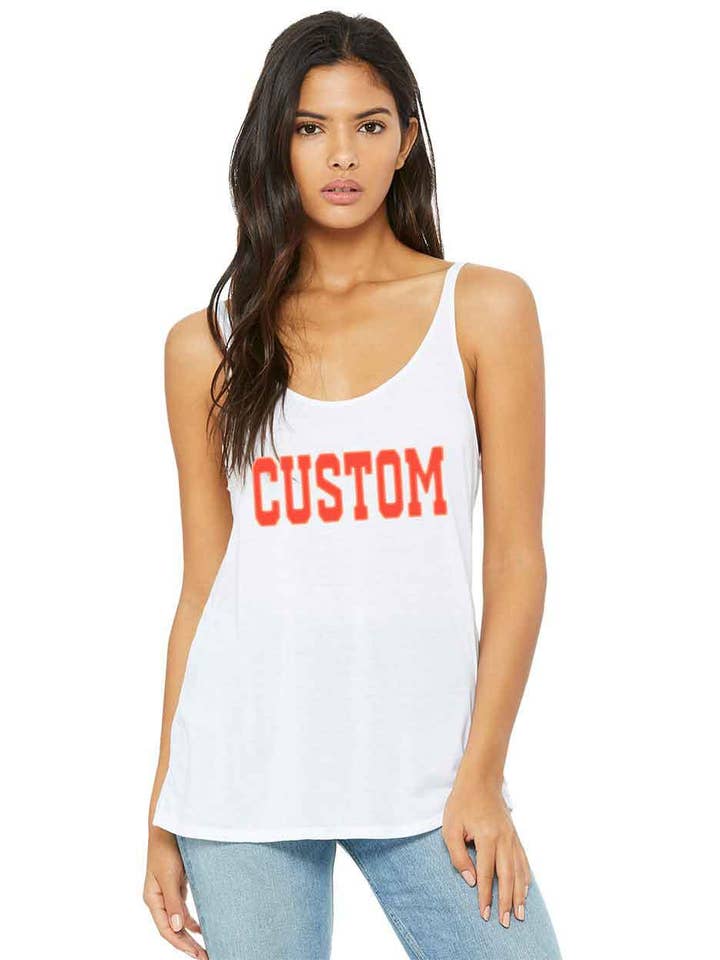 One Nine - Wholesale Tank Top - Women's - Custom Print/Glitter Women's Slouchy Tank Top Shirts