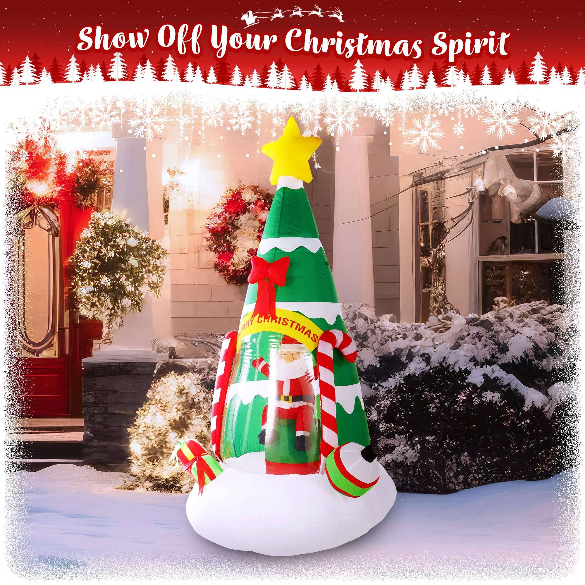 G128 - Wholesale Christmas Decoration - Inflatable Christmas Tree with Santa Claus, LED Lights1