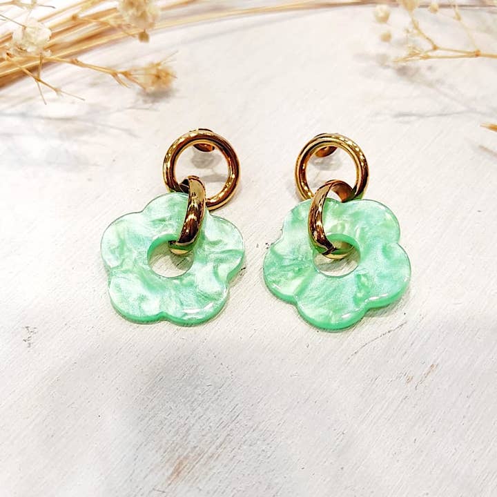 LOLO & YAYA - Wholesale Band/Stacked Ring - Candida acrylic flower earrings3