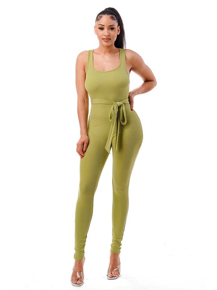 Namatt Design - Wholesale Jumpsuit - Women's - Plus Sleeveless Waist Tie Jumpsuit