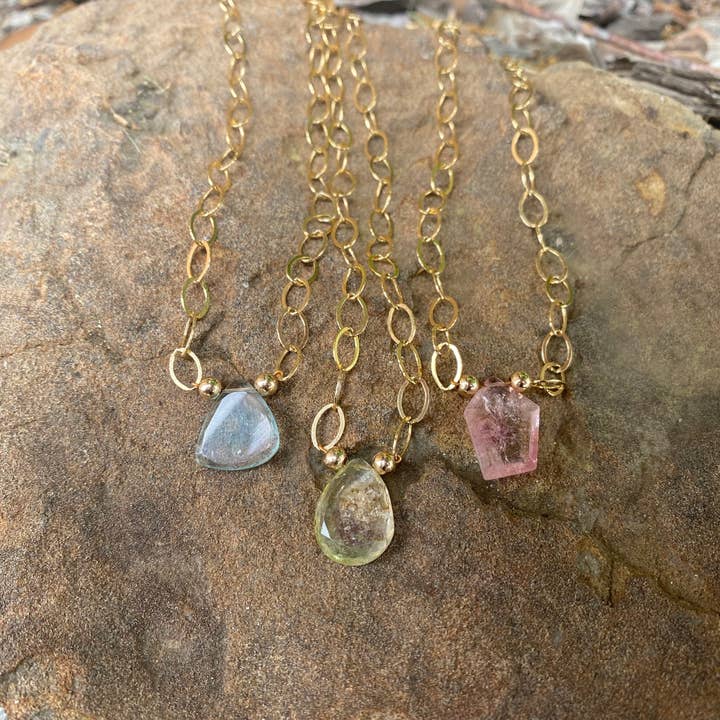 Collier Slice en tourmaline GF 14 carats pour la vente par Beshea Beshea