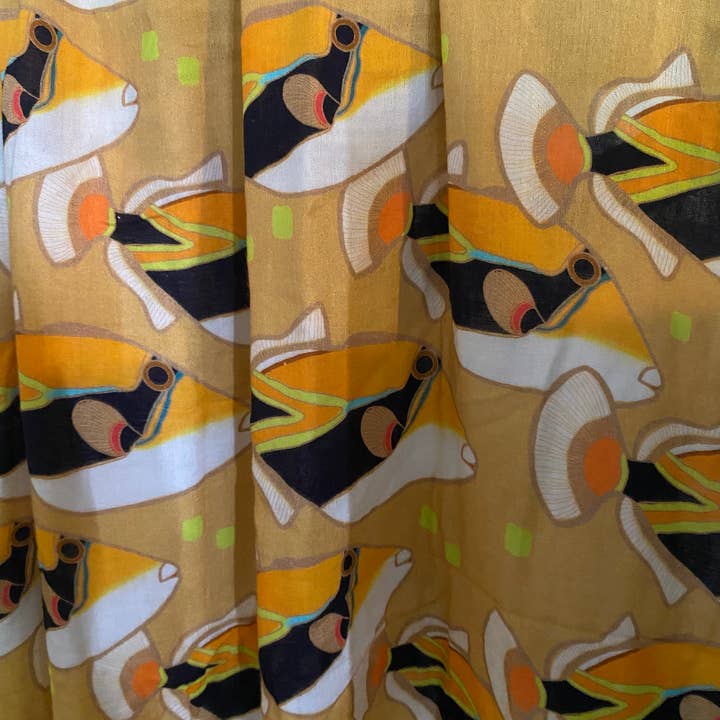 Muslin Swaddle Blanket - Humuhumu Love Yellow for wholesale by elli-o HAWAII