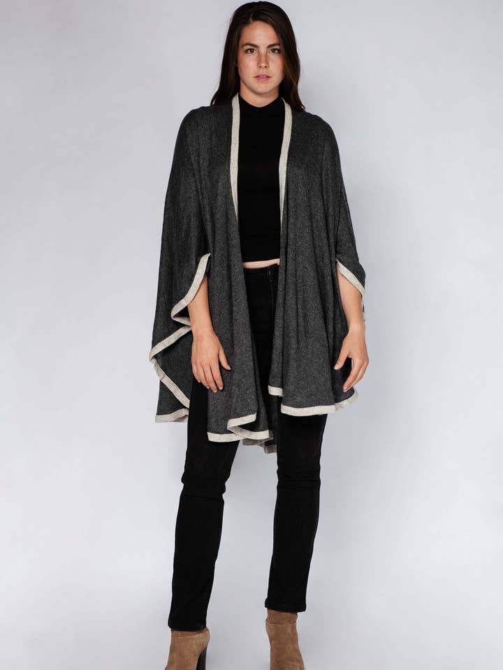 Cashmere Cape Poncho | Charcoal for wholesale by Alchemy Story