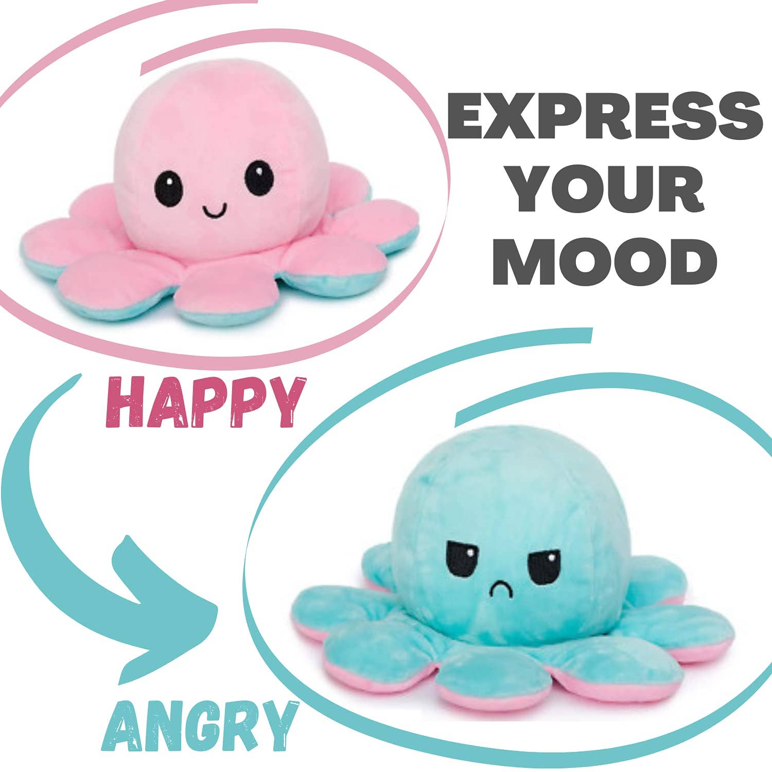 happy and mad octopus plush