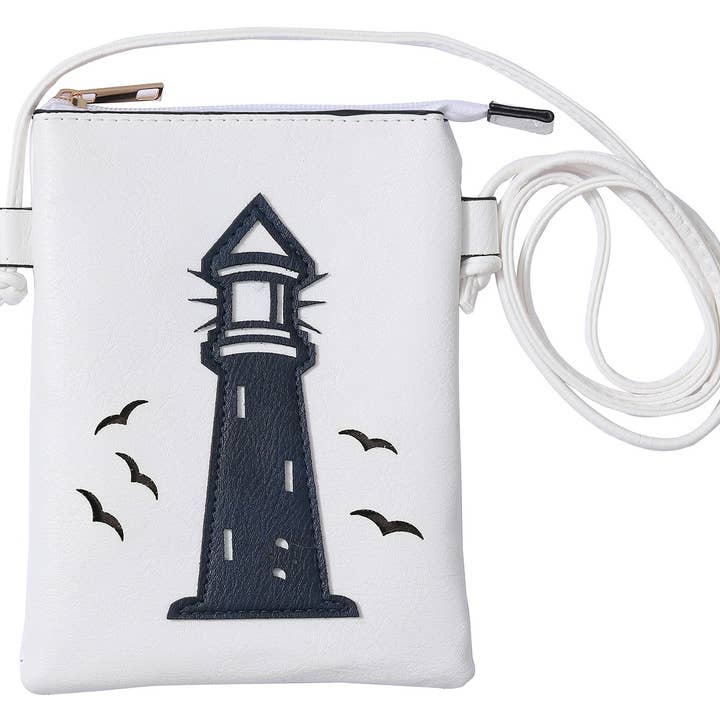 Branco - Saco para telemóvel cross body recortado a laser house por atacado de Shine Mark Accessories