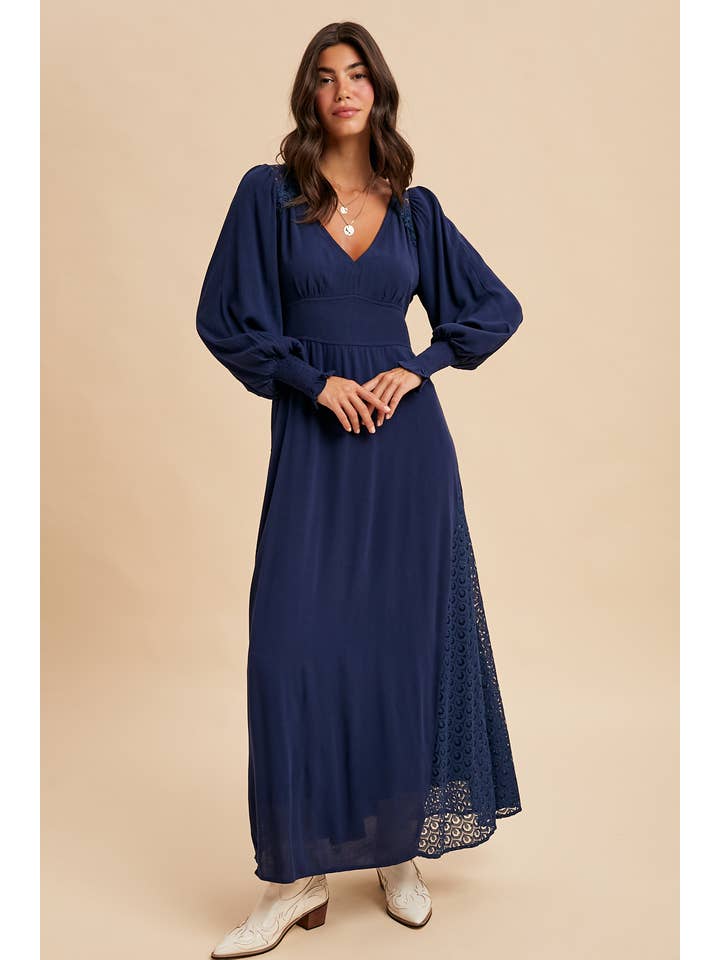 In Loom - Wholesale Dress - Women's - LACE PANEL V NECK MAXI DRESS8