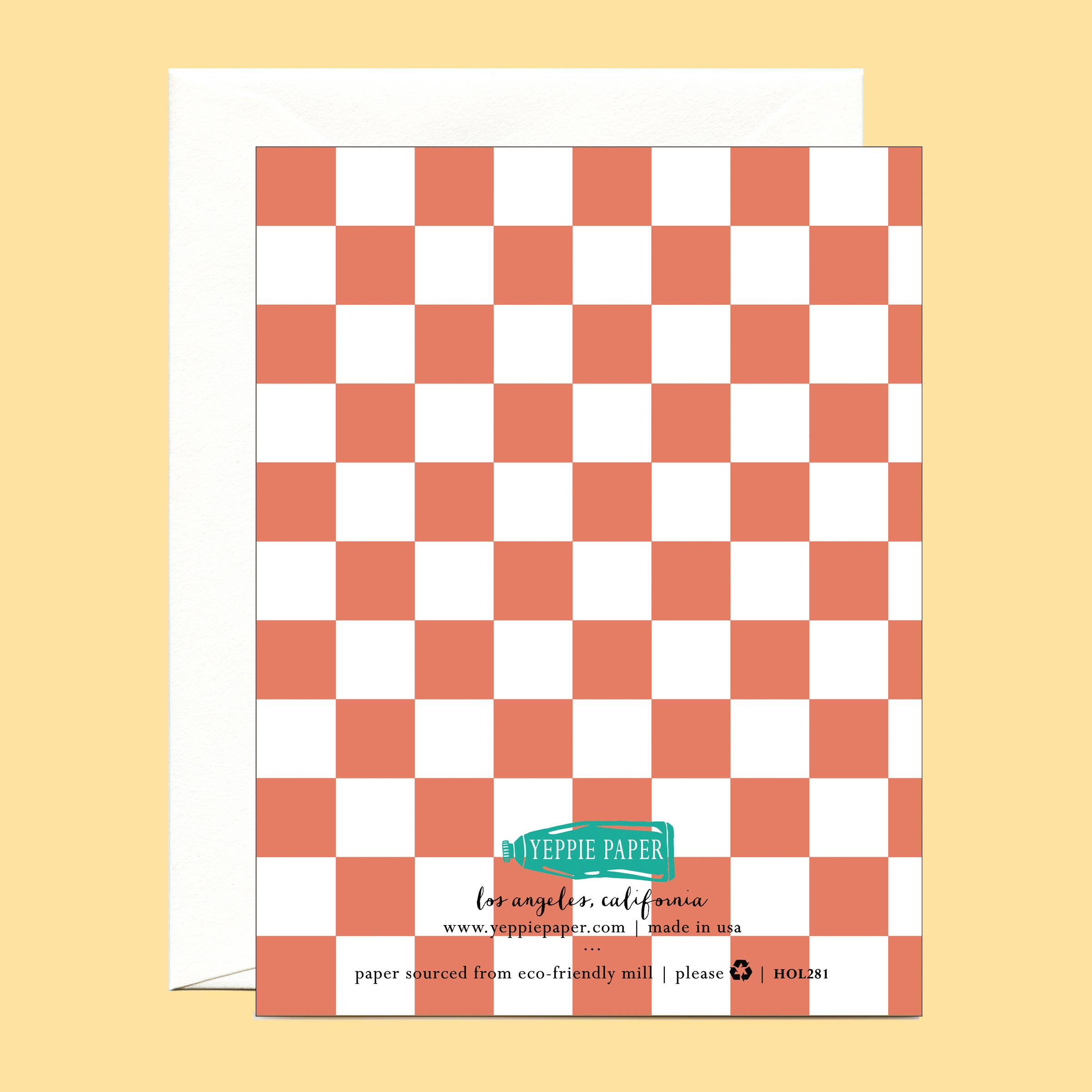 Yeppie Paper - Wholesale Christmas Card - Christmas Tree with Lights Checkered Pattern Retro Christmas Card1