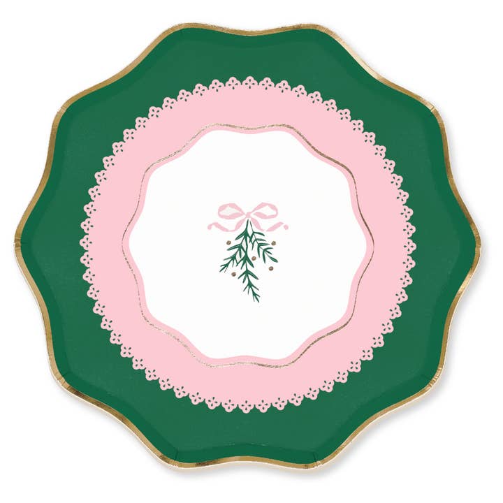Harlow & Grey - Wholesale Disposable Plate - Coquette Christmas - Green & Pink Christmas Plates 7
