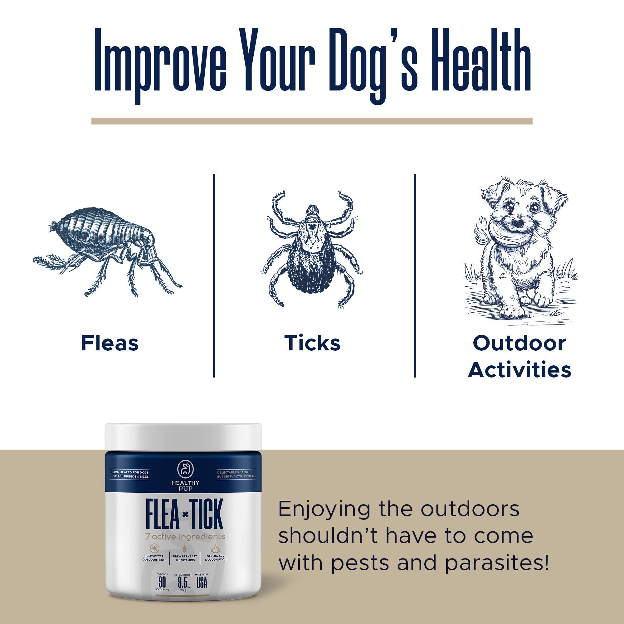 Chew + Heal - Wholesale Pet Supplement - Dog - PB Flavored Flea & Tick Soft Chews for Dogs2
