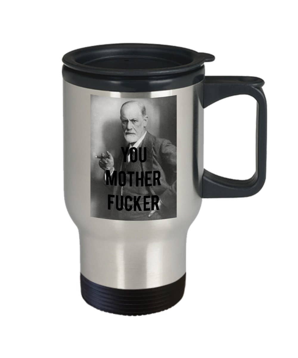 CustomHappy - Wholesale Insulated Mug/Tumbler - Sigmund Freud Pun Travel Mug1