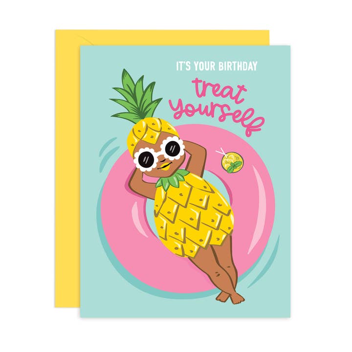 Treat Yourself | Pool Birthday Card (A2) for wholesale by Lucy Loves Paper