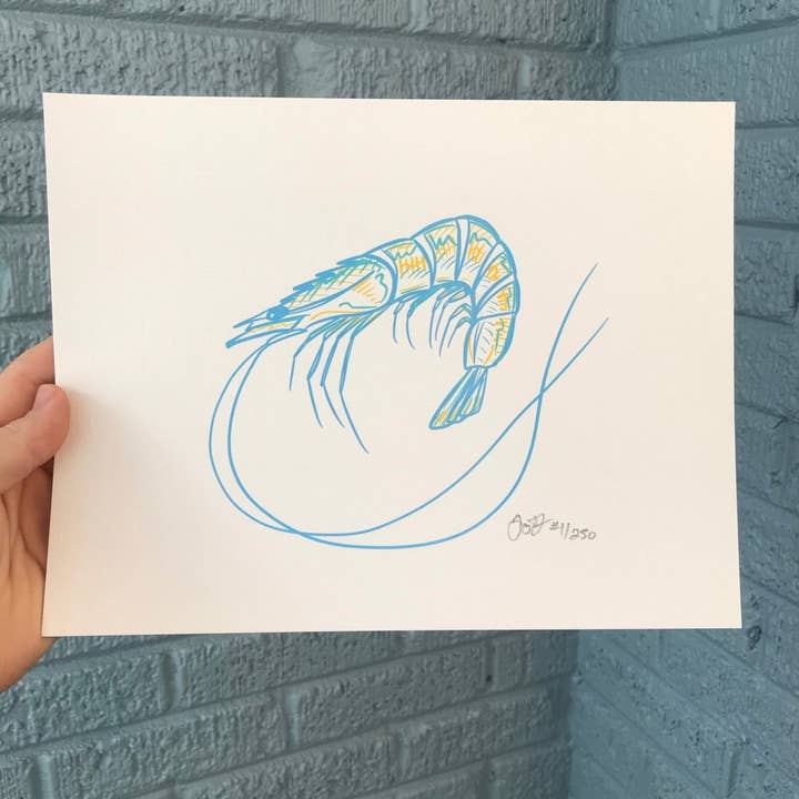 Coastal Shrimp Print for wholesale by Jaybo Art