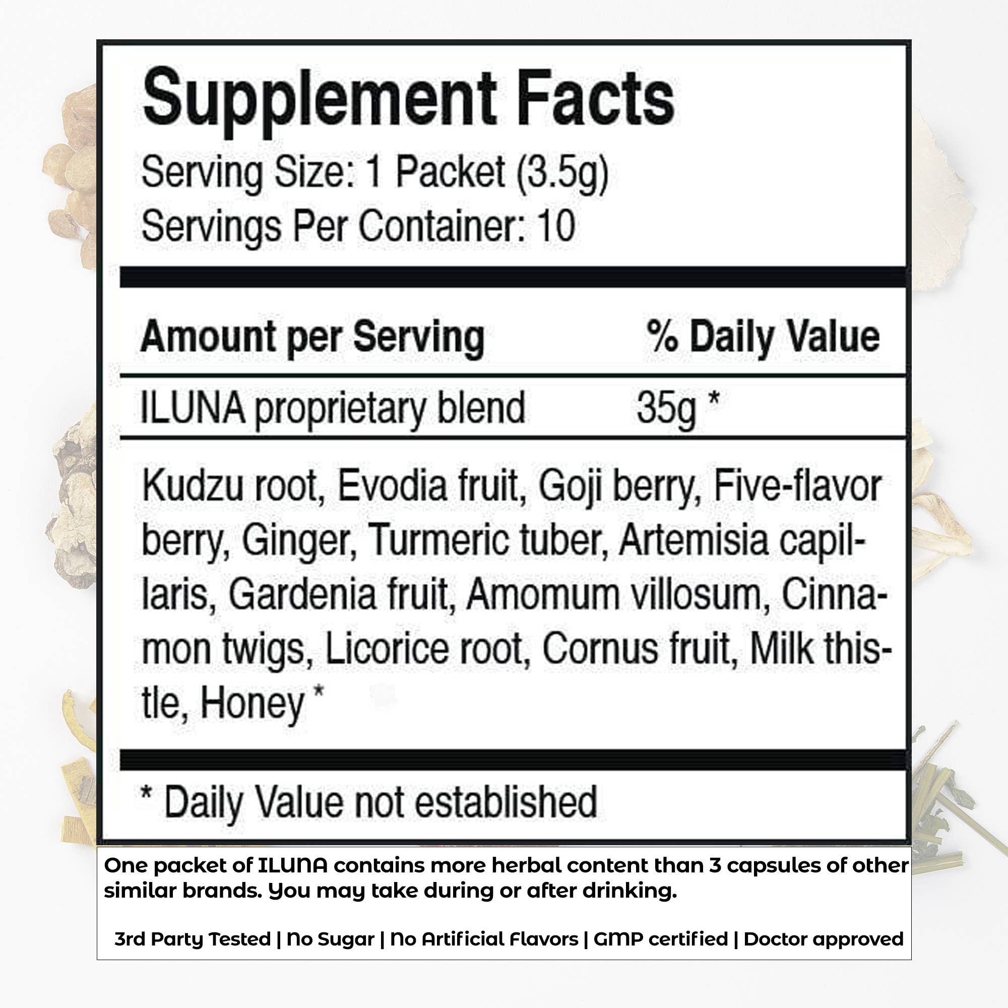 Modern Herbs - Vente Supplément oral/vitamine - Prévention de la gueule de bois à base de plantes | ILUNA Recovery (1 boîte)6