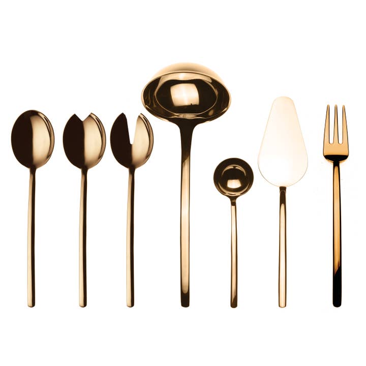 VOLLES SERVIERSET 7-TEILIG ZWEI GOLD für den Großhandel von Mepra Italia