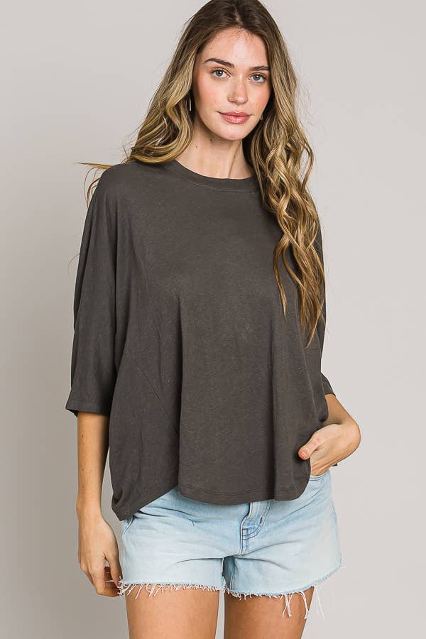 Cerule - Wholesale Knit Top - Women's - Elbow sleeve oversize cocoon knit top1