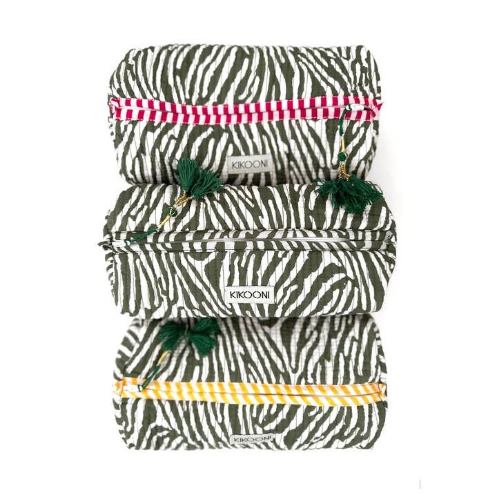 handmade cosmetic bag "Desert Zebra" for wholesale by kikooni