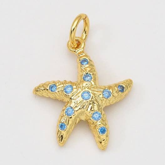 Met goud gevulde kleine zeesterbedelhanger CZ Micro Pave CP2048 voor wholesale door Beads Creation