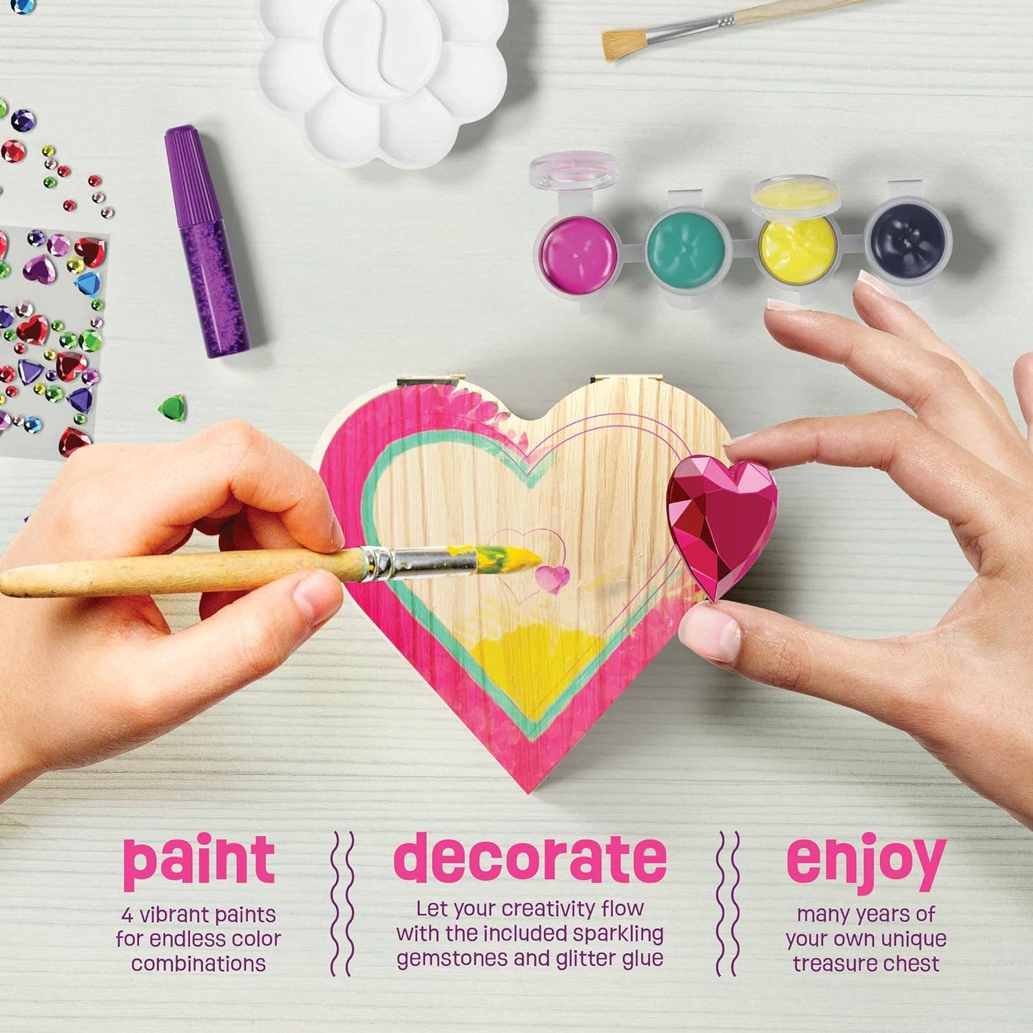 Dan&Darci - Wholesale DIY Craft Kit - Kids - Paint Your Own Wooden Kids Heart Treasure Box3