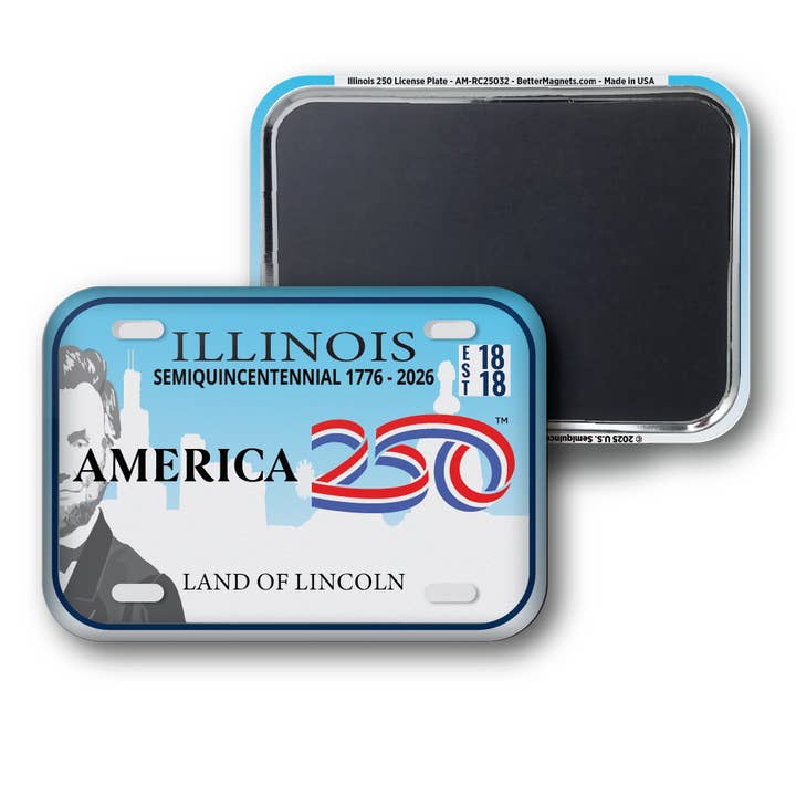 Illinois 250 License Plate for wholesale by BetterMagnets.com by Design Studio 88 Inc