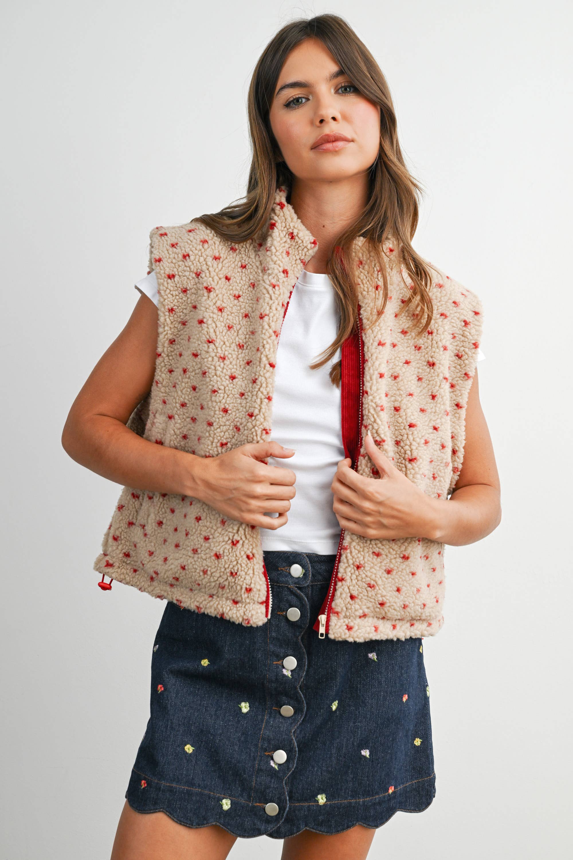 BUTTERMELON - Wholesale Jacket - Women's - Floral Fleece Sleeveless Vest - BMJ784938