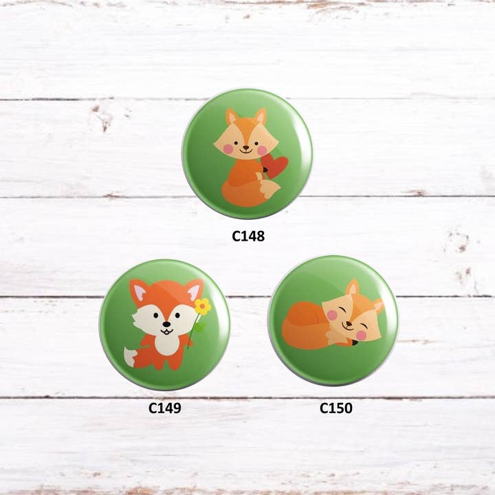 Hook and Loop Badge Reel Button Fox for wholesale by Exchangeables Badge Reels