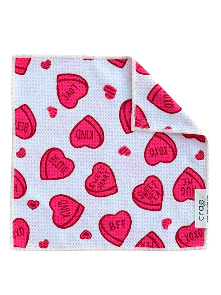 Candy Hearts: Double-Sided Washcloth for wholesale by Crae.Home
