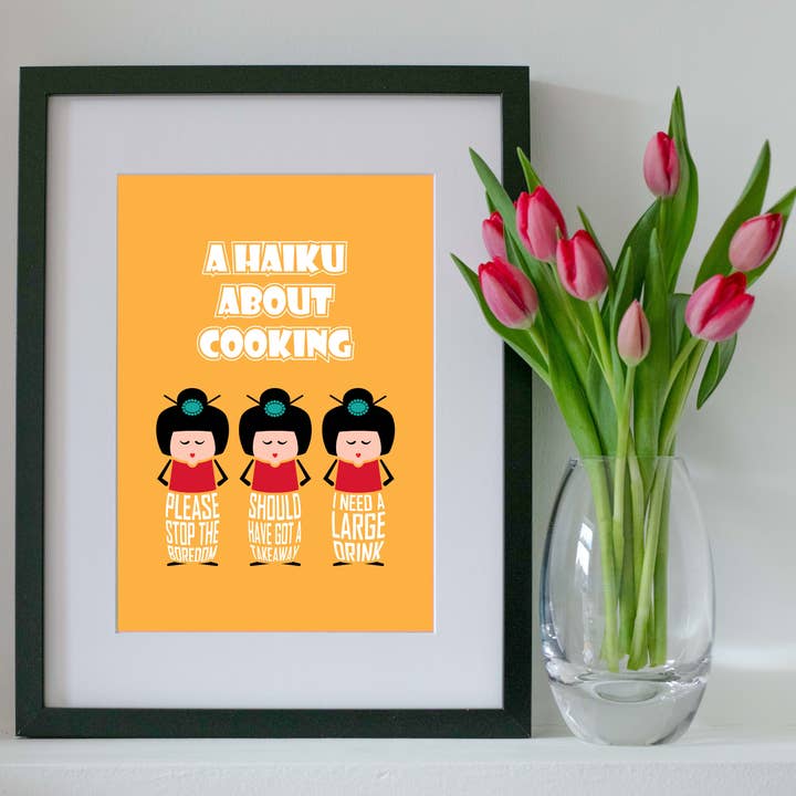 Haiku about cooking - funny and cute A4 art print for wholesale by VERSED AID