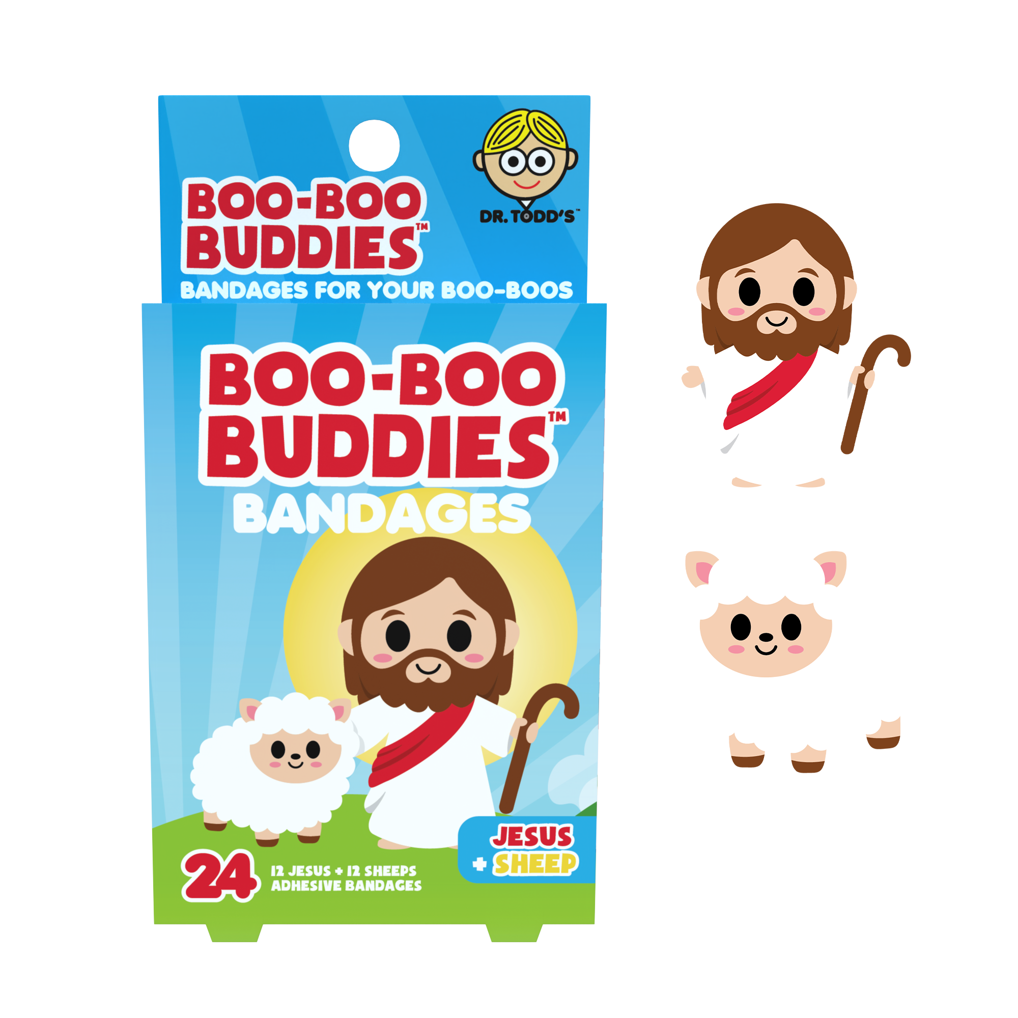 Boo Boo Buddies - Wholesale Bandaids/Bandages - Kids Bandages – Jesus + Sheep (24 Count, Latex-Free)0