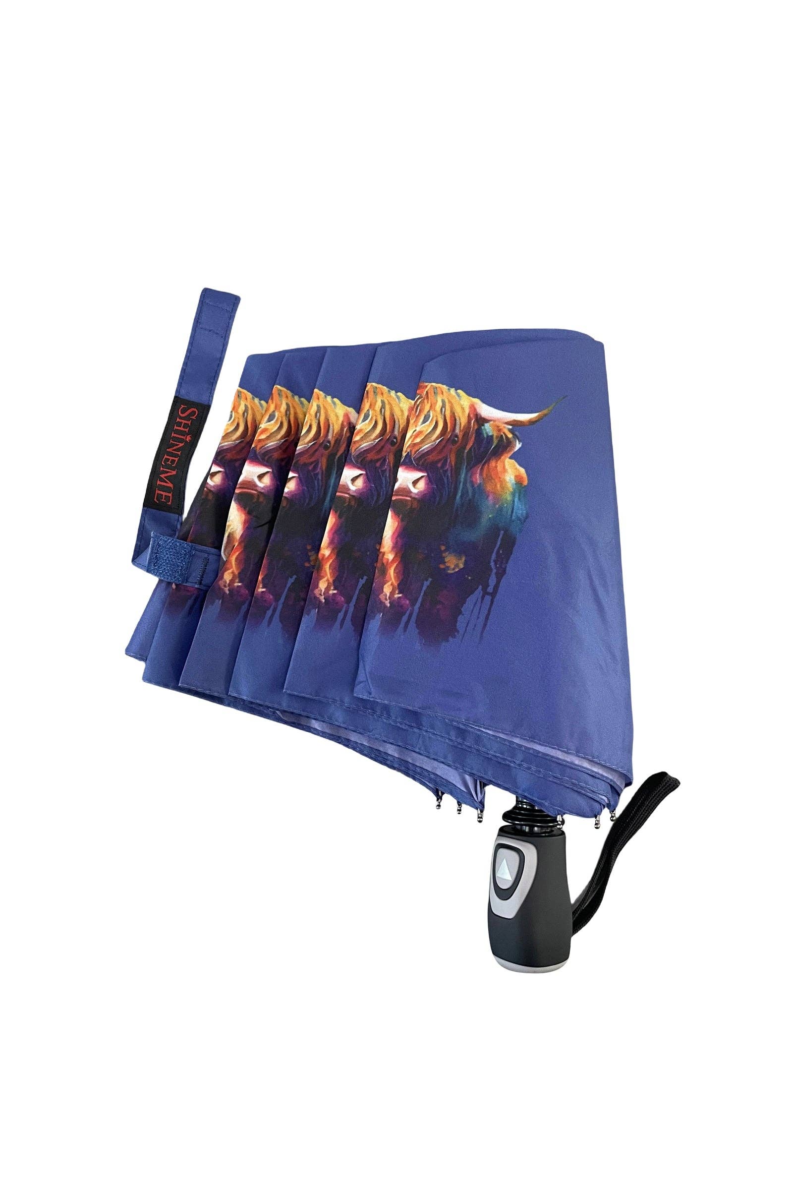 Blue Scottish Highland Cow Umbrella (Short) for wholesale on Faire2