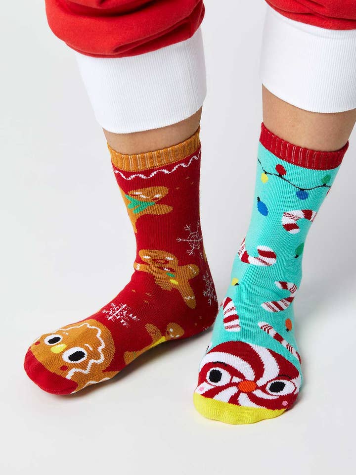 Christmas Gingerbread & Candy Cane - Fun Socks for Adults for wholesale by Pals Socks