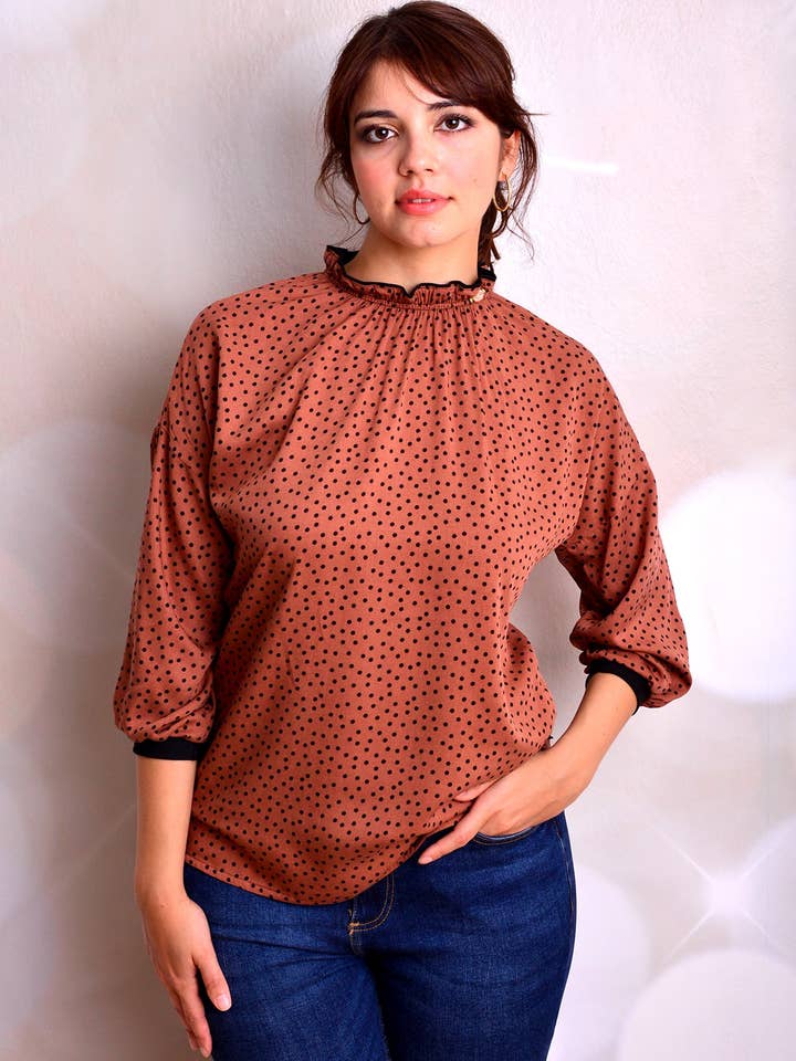 DÖRTE brown rose black blouse by STADTKIND POTSDAM for wholesale by Stadtkind Potsdam