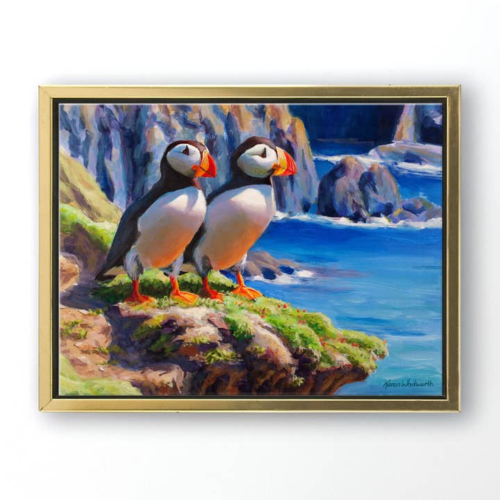 Whitworth Gallery - Wholesale Painting/Drawing - Puffins Canvas Wall Art by Karen Whitworth3
