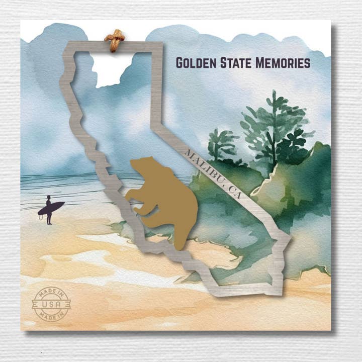 California Ornament - Golden State Memories 4x4 Retail Card for wholesale by Authenticaa
