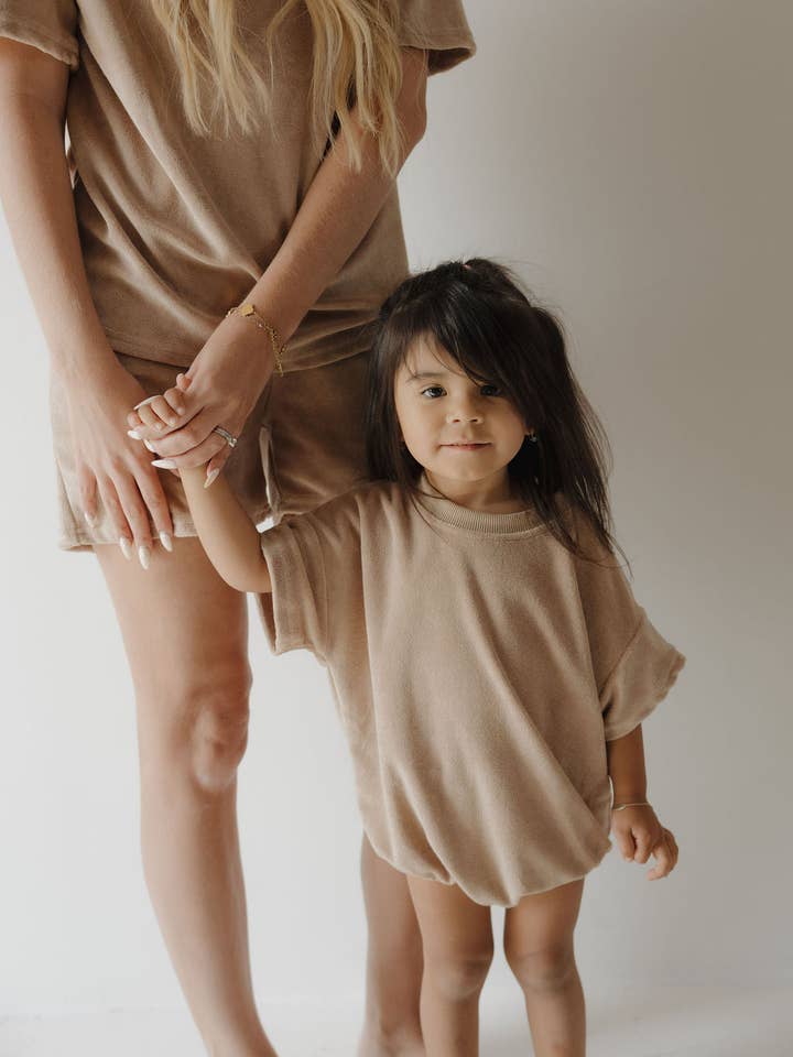 Forever French Baby - Wholesale Bodysuit (Non-Footed) - Baby - Terry T-Shirt Romper | Tan